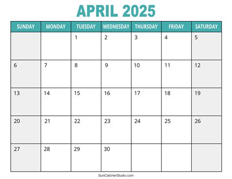 April 2025 Calendar Free Printable - King Printables