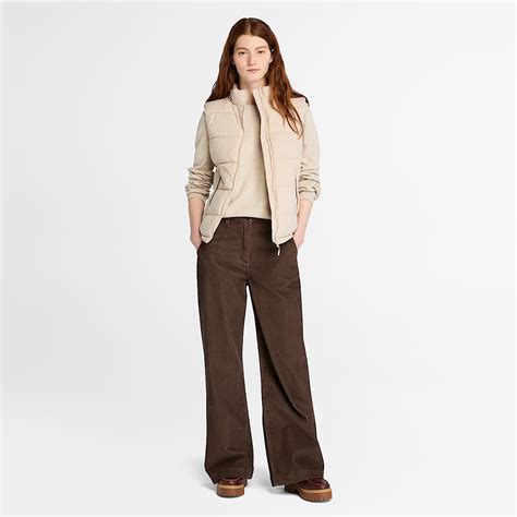 Washed Corduroy Wide-Leg Trouser for Women in Brown
