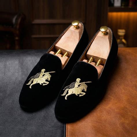 Blue Velvet Cavalry Embroidered Loafers – Costoso Italiano