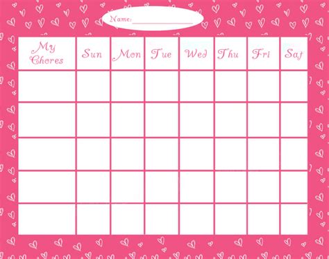 Pink Chore Chart