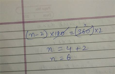 the sum of interior angles of a regular polygon is twice the sum of its ...