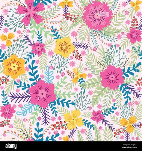 Beautiful floral seamless pattern with yellow flowers, forest grasses ...