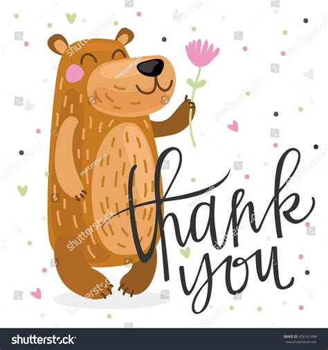 Cute Thank You Card Bear Stock Vector (Royalty Free) 456161998 ...