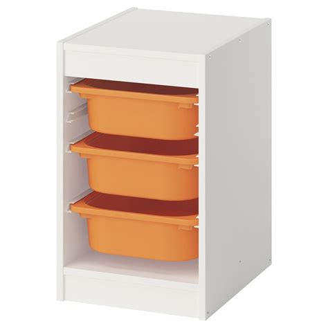 TROFAST storage combination with boxes, white/light orange, 34x44x56 cm ...