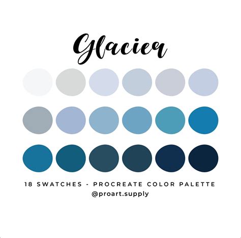 GLACIER PROCREATE Color Palette + Hex Codes - Blue for iPad - Digital ...