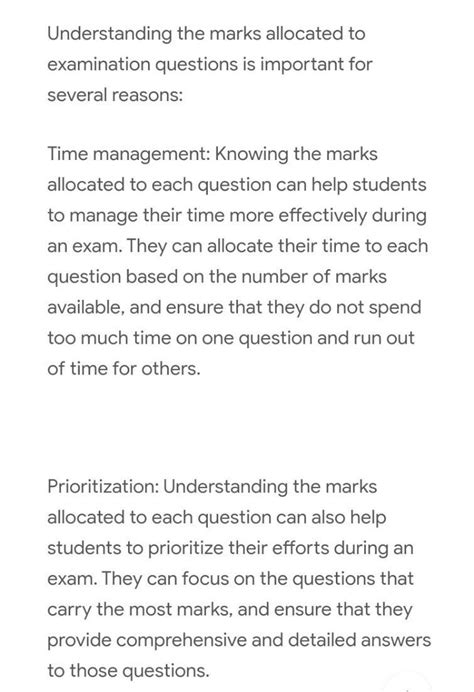 Discuss the importance of understanding the marks allocated to ...