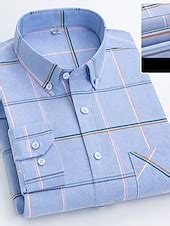 Men's Dress Shirt Button Down Shirt Oxford Shirt Plaid Wedding Office ...