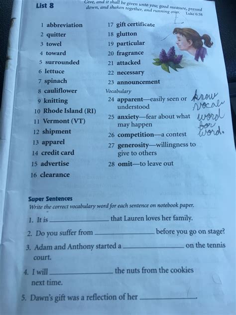 Word list 6 - Spelling lists and 
