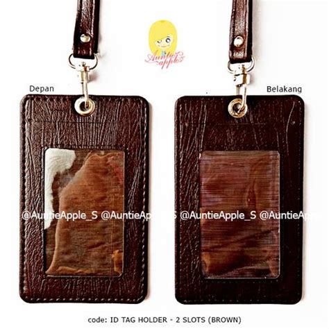 Promo NAME TAG HOLDER 2 KARTU/ID TAG/ID CARD HOLDER LEATHER/TEMPAT ID ...