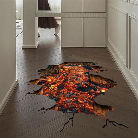 Scary Halloween Skull Skeleton Floor Decals 3D Spooky Flame and Lava ...
