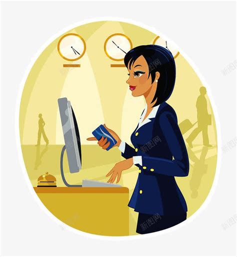装饰插图银行办理业务的女孩背景png图片免费下载-素材0NjVPVeaj-新图网