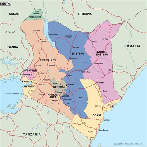 Printable Map Of Kenya | World Map With Countries