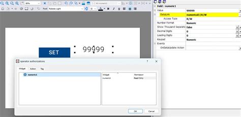 how to assign widget permission of ABB HMI
