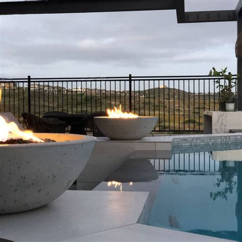 Classic Concrete Pool Fire Bowl W/ Scupper – Outdoor Fire and Patio