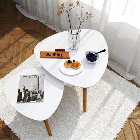 Wallring Wooden Nesting Coffee Tables for Living Room, Set of 2 Center ...