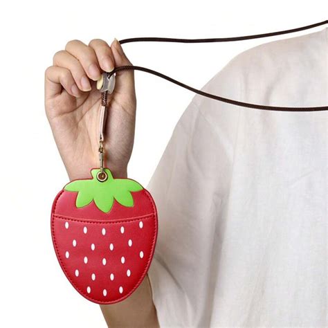 Cute Cartoon Strawberry Styled ID Card Holder, Creative Fruit Work Card ...