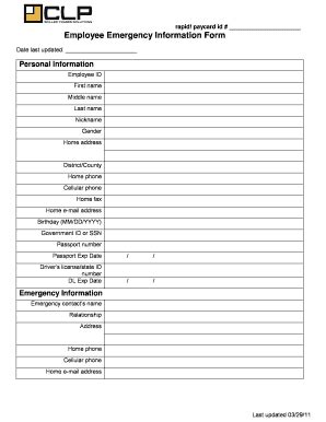 Fillable Online paloverde Rapid paycard id Employee Emergency ...
