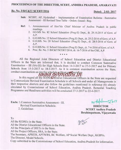 Rc.No.03 dt.02.03.17- Revised SA III Time Table And Guidelines For ...