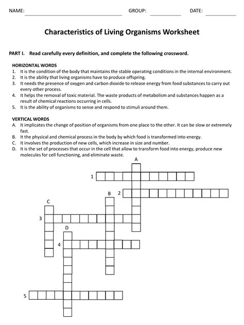 Characteristics Of Living Things Worksheet - Printable And Enjoyable Learning