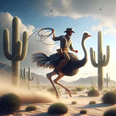 Premium AI Image | Man Riding an Ostrich