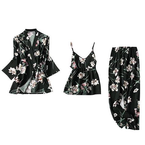 Audhol Robe Sets for Women Satin Silk Pajamas Women Nightdress Robes ...