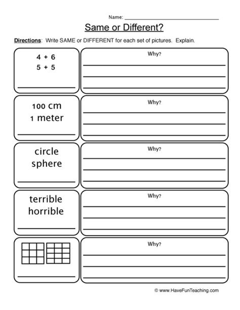 Same Difference Worksheet 的图像结果