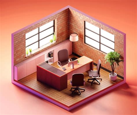 Modern meeting room isometric composition. 3d illustration | Premium Photo