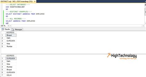 SQL Distinct Example 的图像结果