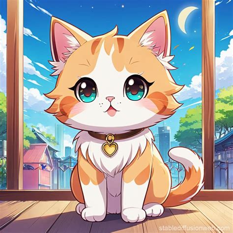 Cute Chibi Kawaii Cat Anime Art | Stable Diffusion Online
