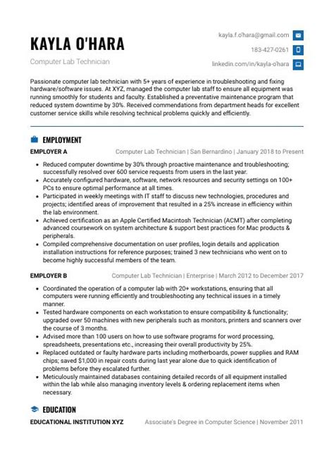 Image result for Computer Lab Assistint Resume