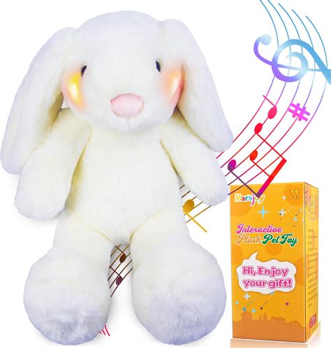 Amazon.com: White Musical Bunny Stuffed Animal Plush Rabbit Baby Toy ...