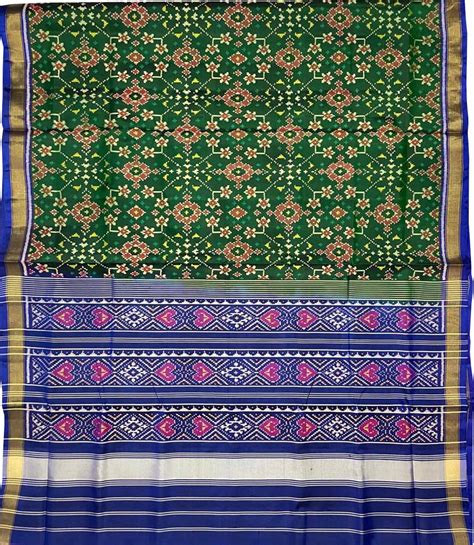 Stylish Green Handloom Patola Single Ikat Saree: Elegant Women's Choice