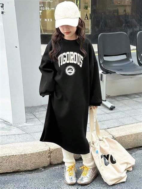 DAZY שמלה ישרה עם צווארון עגול טווין, סתיו | SHEIN IL