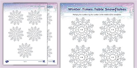 Winter Times Table Snowflakes - Twinkl - KS2 (teacher made)