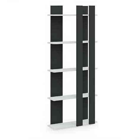 Bibliothèque Tiny - Anthracite, Blanc - 75 x 20 x 180 cm