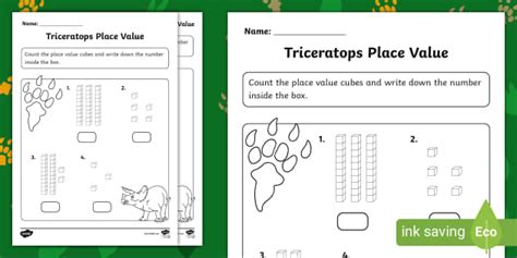 Triceratops Place Value Activity Sheet (teacher made)