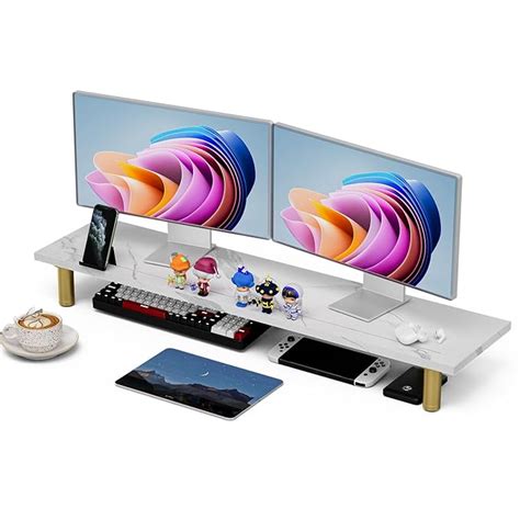 TEMI Monitor Stand Riser - Monitor Stand for Desk with Faux White ...