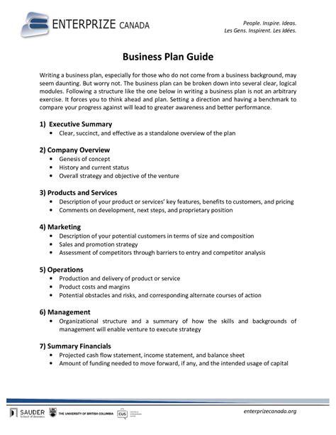 Business Plan Outline Example 的图像结果