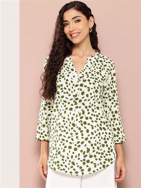 Olive & Ivory half placket mandarin collar shirt – Qurvii