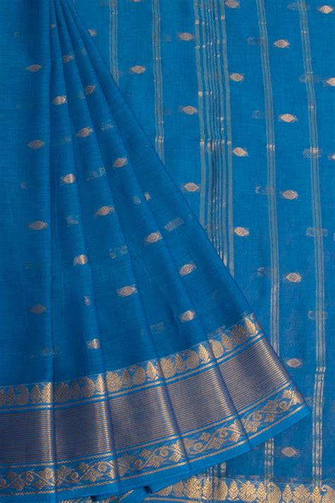 Blue Bengal Phulia Cotton Saree Zari Border 10069412 – Avishya.com