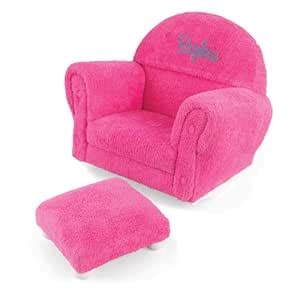 KidKraft Personalized Bubblegum Chenille Upholstered Rocker with Aqua ...