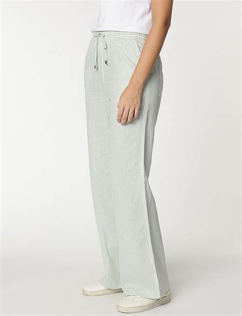 Buy Linen Rich Striped Relaxed Fit Trousers at Marks & Spencer