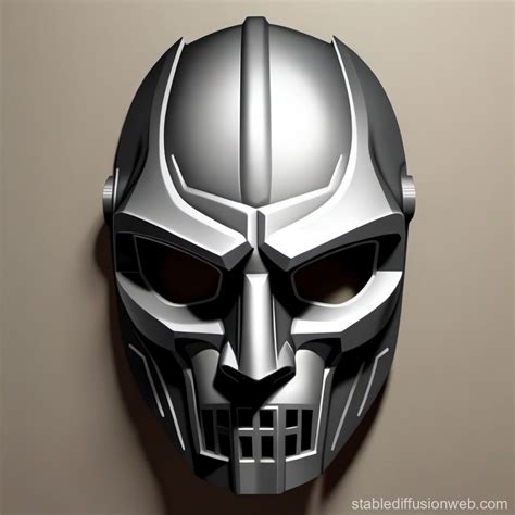 Realistic MF DOOM Mask Render in Linocut Style | Stable Diffusion Online
