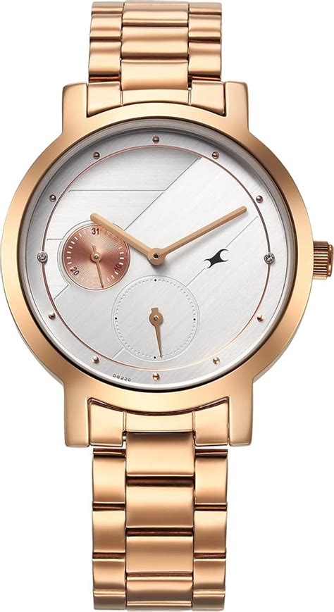 Fastrack Tick Tock Quartz Analog Silver Dial with Rose Gold Stainless ...
