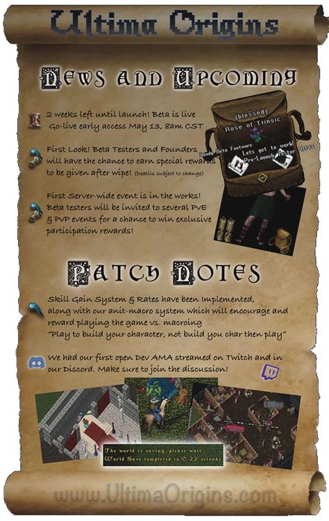 Ultima Origins - May 1 Newsletter - 2 Weeks Until Launch : r/ultimaonline
