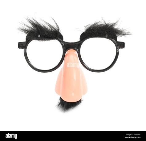 Funny mask with glasses, fake mustache and nose isolated on white Stock ...