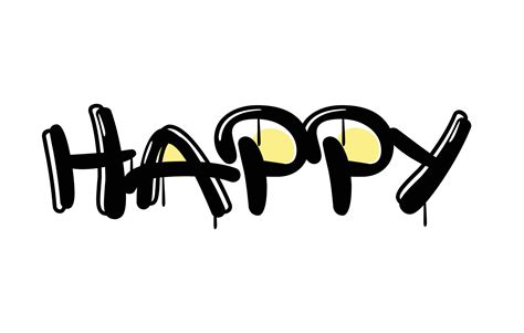 Cool trendy word calligraphy Happy. Design for clothing print or ...