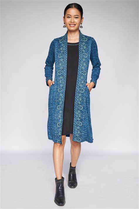 Buy Medium Blue Floral A-Line Dress Online at Best Price at Global Desi ...