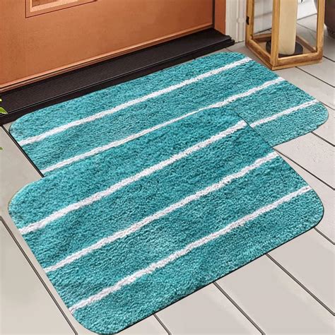 Buy VNQ Microfiber Striped Rectangle Shaped Anti-Skid Bath Mats | Soft ...