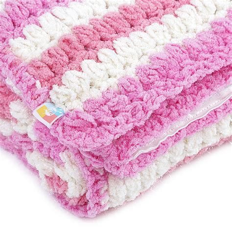 Soft Chenille Striped Baby Blanket - Pink 2614 – Magic Needles